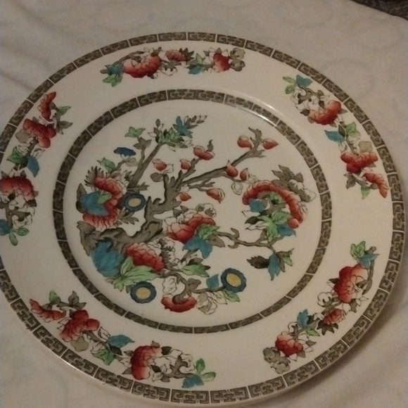 Johnson Brothers, Indian Tree Pattern, 10" Dinner Plate, Brown Greek Key 6pls - Picture 2 of 4